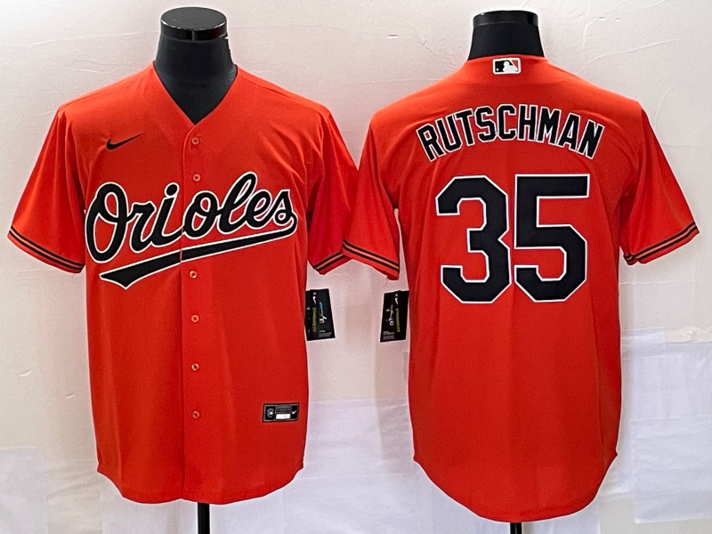Men's Baltimore Orioles Adley Rutschman #35 Orange Replica Player Jersey1