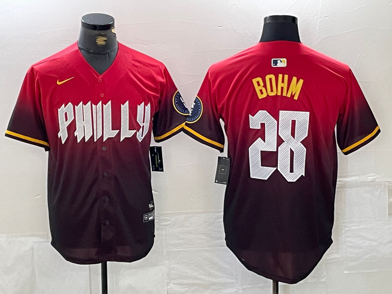 Men's Philadelphia Phillies Alec Bohm #28 Red 2024 City Connect Limited Player Jersey1