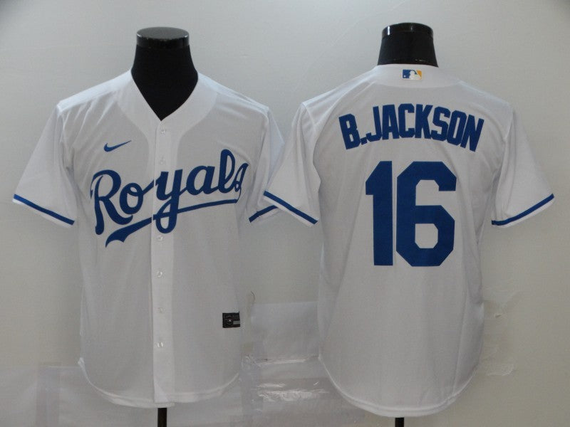 Men's Kansas City Royals Bo Jackson #16 White Replica Baseball Jersey1