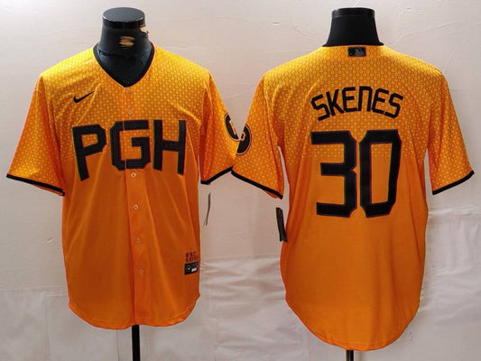 Men's Pittsburgh Pirates Paul Skenes #30 Gold City Connect Limited Player Jersey1