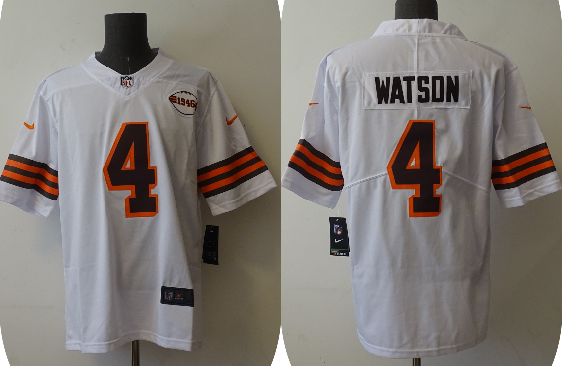 Men's Cleveland Browns Deshaun Watson #4 White 1946 Collection Alternate Vapor Limited Jersey1
