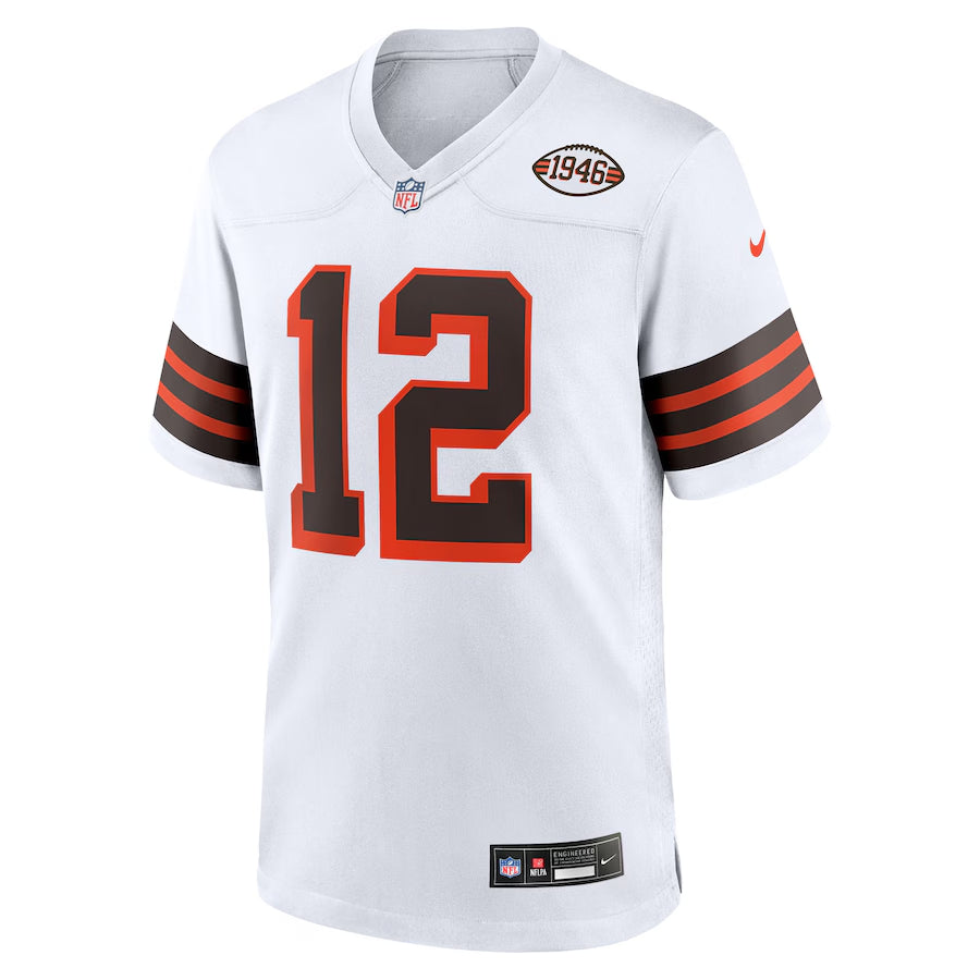 Men's Cleveland Browns Shedeur Sanders Nike White 2025 NFL Draft 2nd Alternate Game Jersey