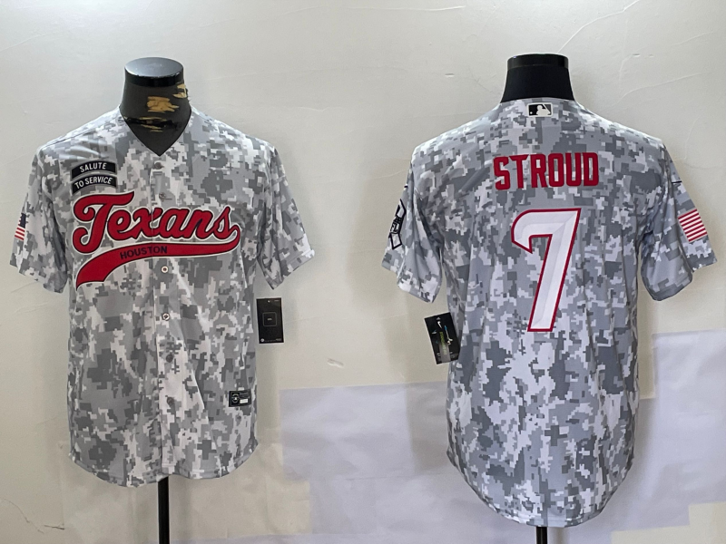 Men's Houston Texans C.J. Stroud #7 Arctic Camo 2024 Salute to Service Player Jersey1