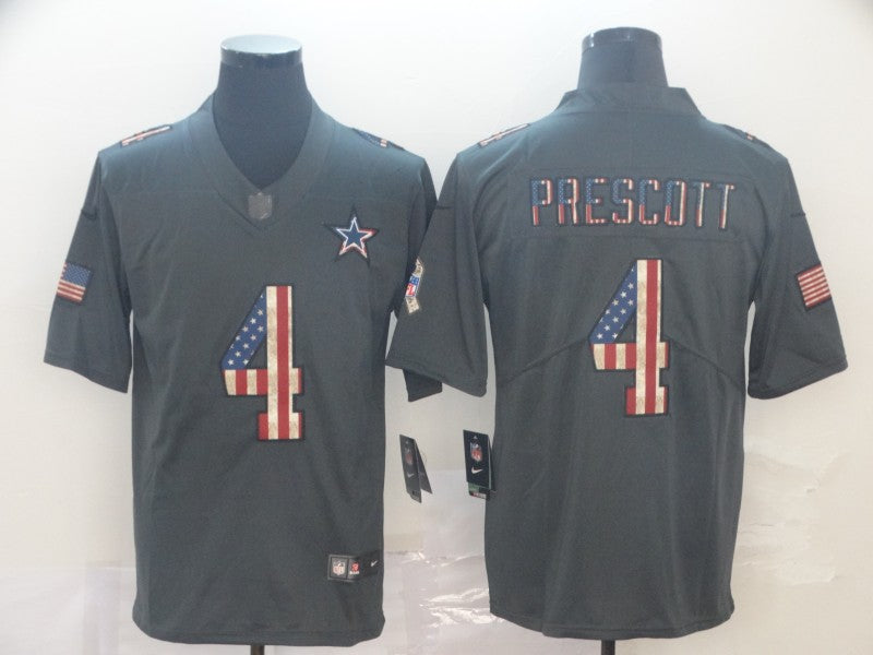 Men's Dallas Cowboys Dak Prescott #4 Black Team Game Jersey1
