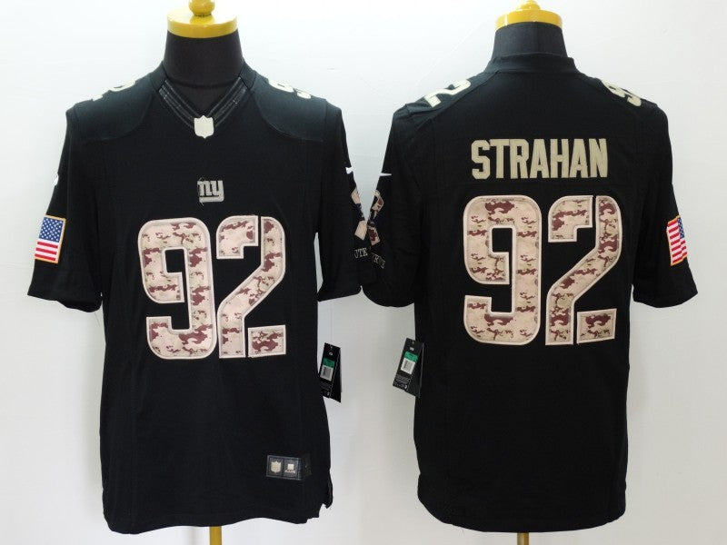 Men's New York Giants Michael Strahan #92 Black Game Player Jersey1