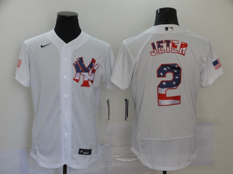 Men's New York Yankees Derek Jeter #2 White Replica Game Jersey1