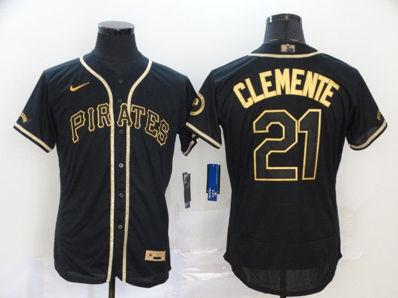 Men's Pittsburgh Pirates Roberto Clemente #21 Black Stitched Jersey1