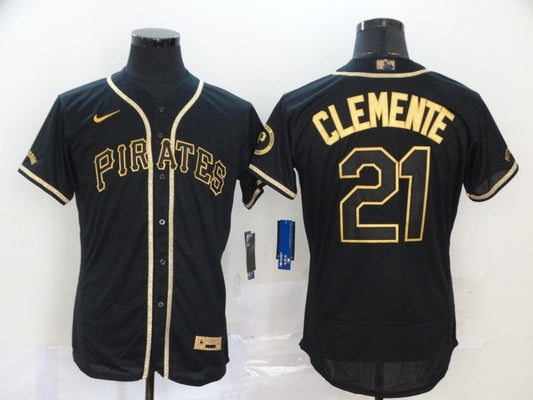 Men's Pittsburgh Pirates Roberto Clemente #21 Black Stitched Jersey1