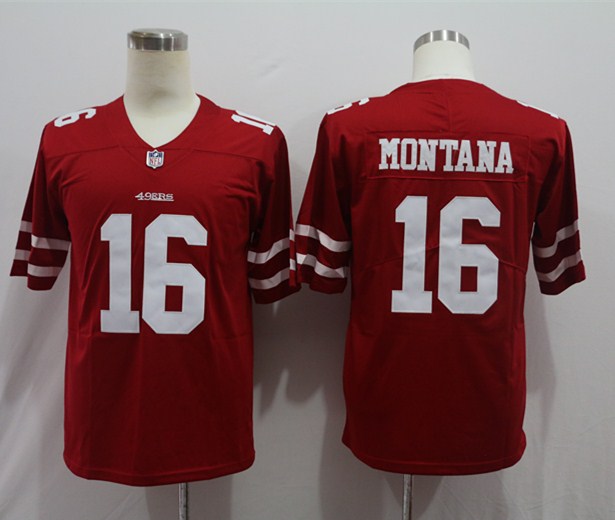 Men's San Francisco 49ers Joe Montana #16 Red Game Jersey1