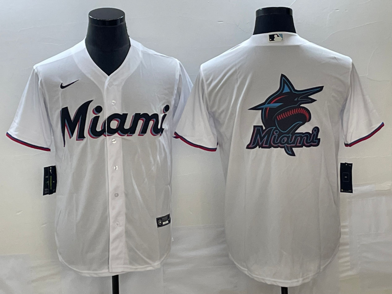 Men's Miami Marlins White Home Replica Team Jersey1