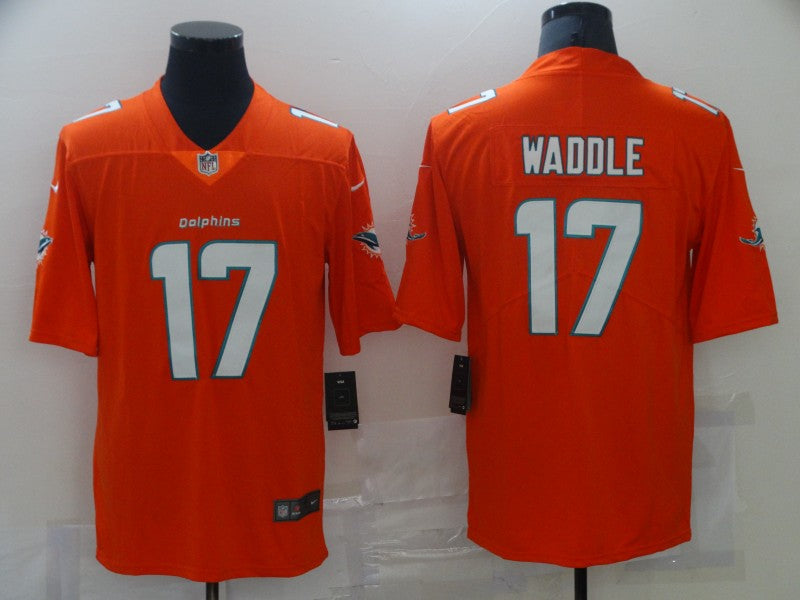 Men's Miami Dolphins Jaylen Waddle #17 Orange Game Jersey1