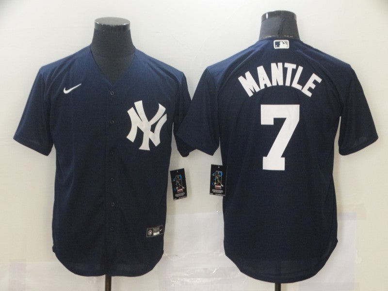 Men's New York Yankees Mickey Mantle #7 Navy Replica Baseball Jersey1