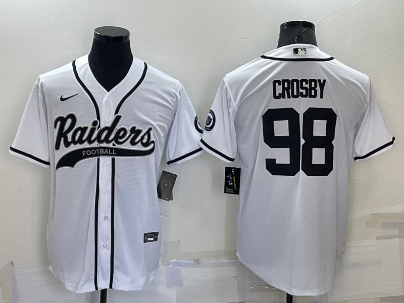 Men's Las Vegas Raiders Maxx Crosby #98 White Game Jersey1 Joint Edition