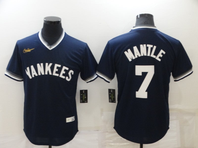 Men's New York Yankees Mickey Mantle #7 Navy Stitched Jersey1