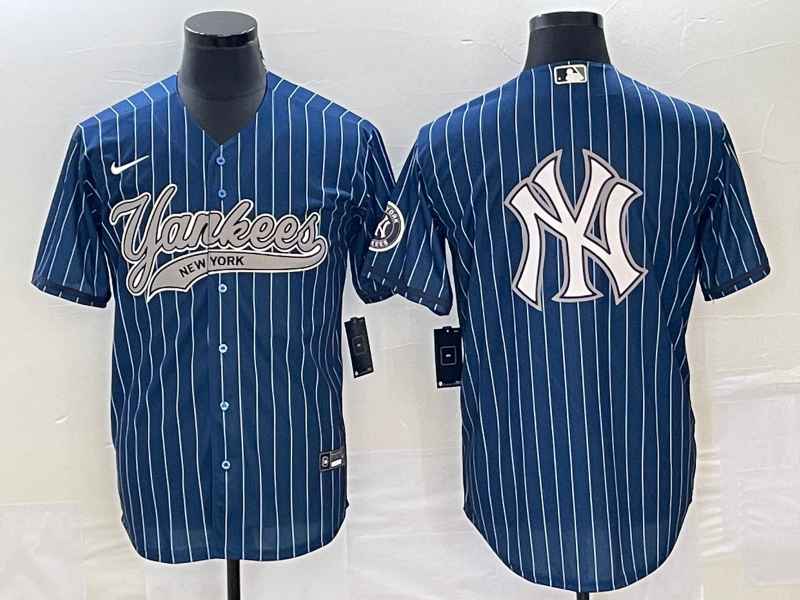 Men's New York Yankees Blue Replica Player Jersey1 Joint Edition