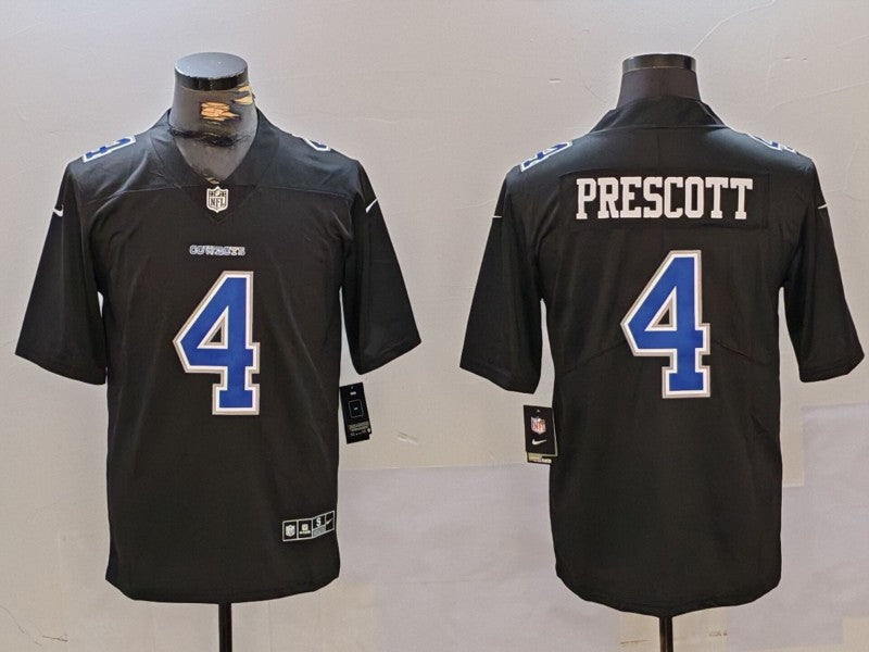 Men's Dallas Cowboys Dak Prescott Black Game Player Jersey1