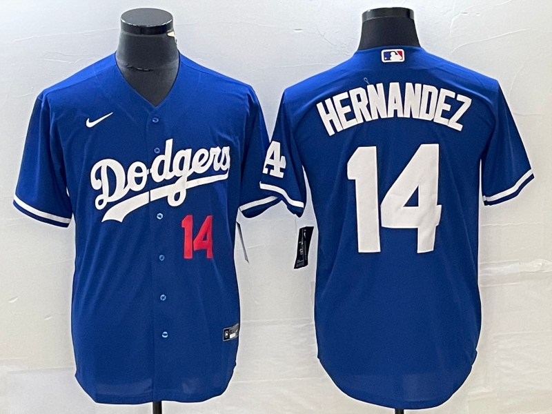 Men's Los Angeles Dodgers Enrique Hernandez #14 Blue Replica Player Jersey1