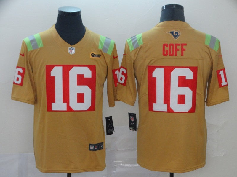 Men's Los Angeles Rams Jared Goff #16 Yellow City Edition Game Jersey1