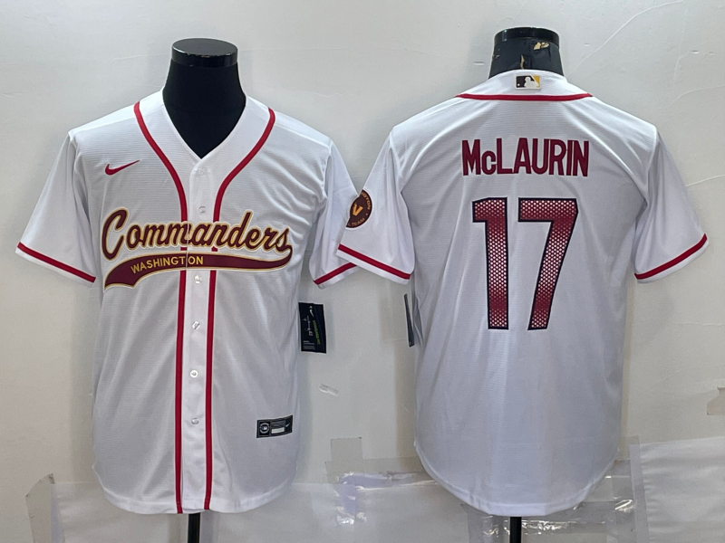 Men's Washington Commanders Terry McLaurin #17 White Game Jersey1 Joint Edition