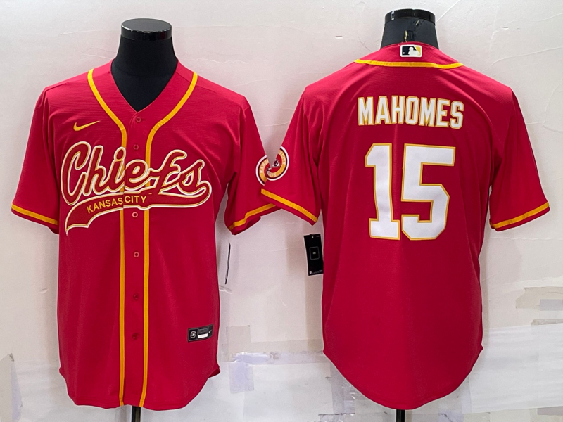Men's Kansas City Chiefs Patrick Mahomes #15 Red Game Jersey1 Joint Edition