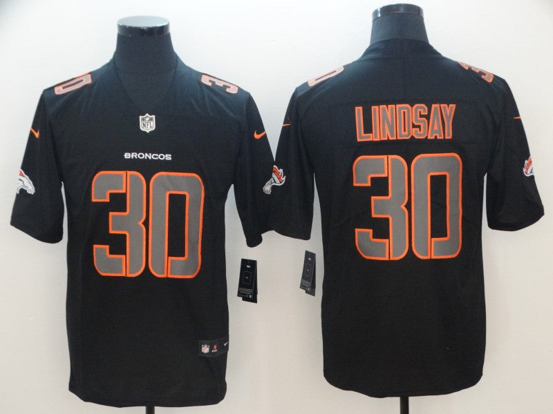 Men's Denver Broncos #30 Phillip Lindsay Black Player Game Jersey1