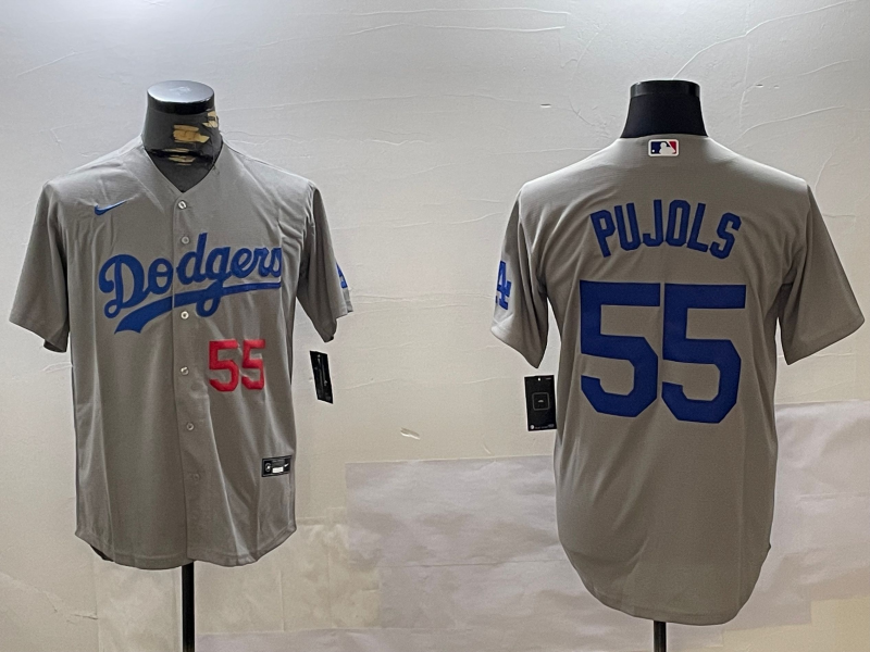Men's Los Angeles Dodgers Albert Pujols #55 Gray Replica Baseball Jersey1