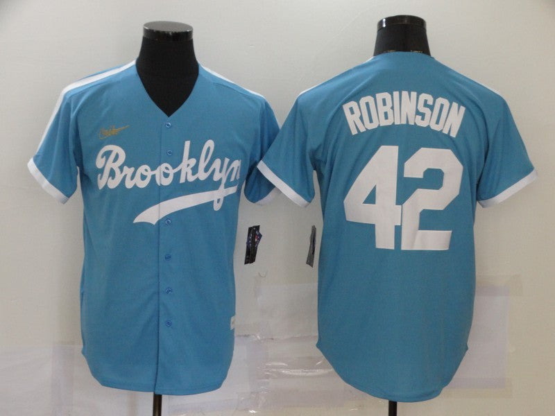 Men's Los Angeles Dodgers Jackie Robinson #42 Light Blue Replica Baseball Jersey1