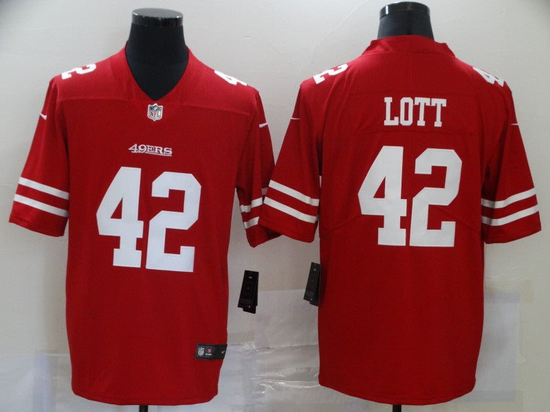 Men's San Francisco 49ers Ronnie Lott #42 Red Game Jersey1