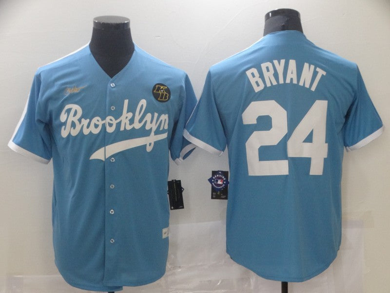 Men's Los Angeles Dodgers Kobe Bryant #24 Light Blue Replica Baseball Jersey1