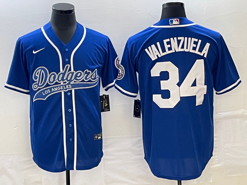 Men's Los Angeles Dodgers Fernando Valenzuela #34 Royal Player Jersey1 Joint Edition