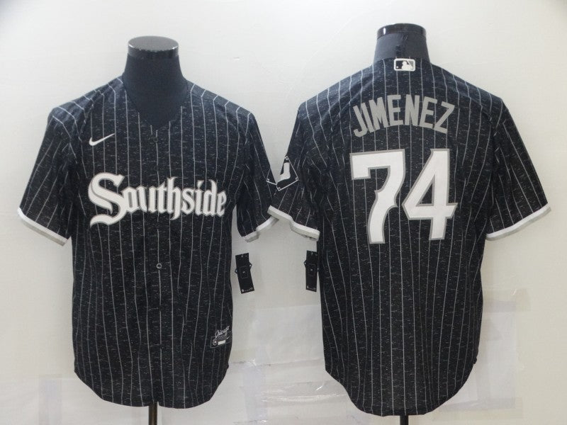 Men's Chicago White Sox Eloy Jimenez #74 Black Replica Player Jersey1