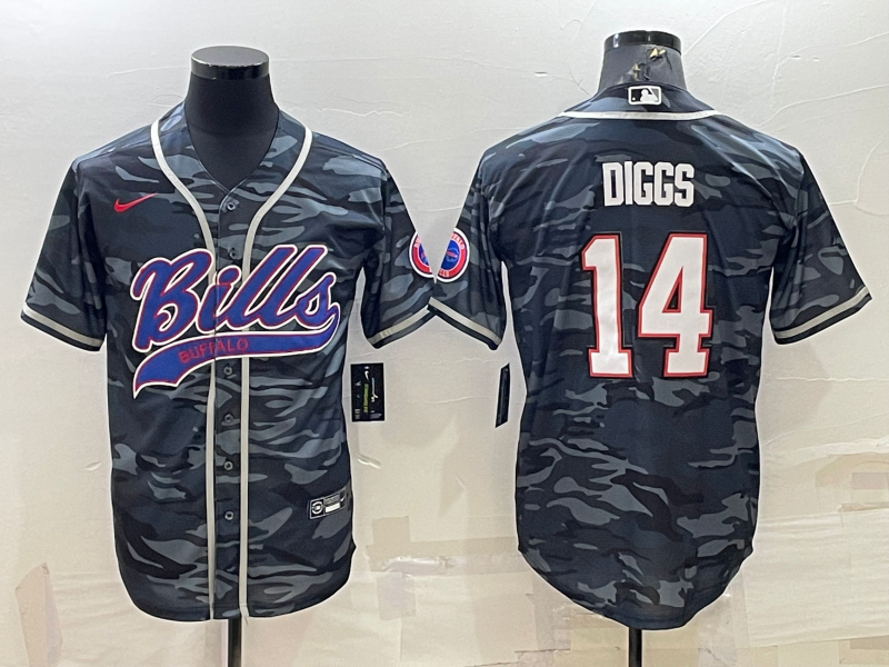 Men's Buffalo Bills Stefon Diggs #14 Grey Camouflage Game Jersey1 Joint Edition