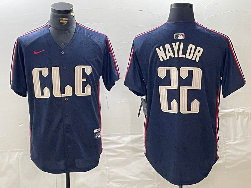 Men's Cleveland Guardians Josh Naylor #22 Navy 2024 City Connect Limited Jersey1