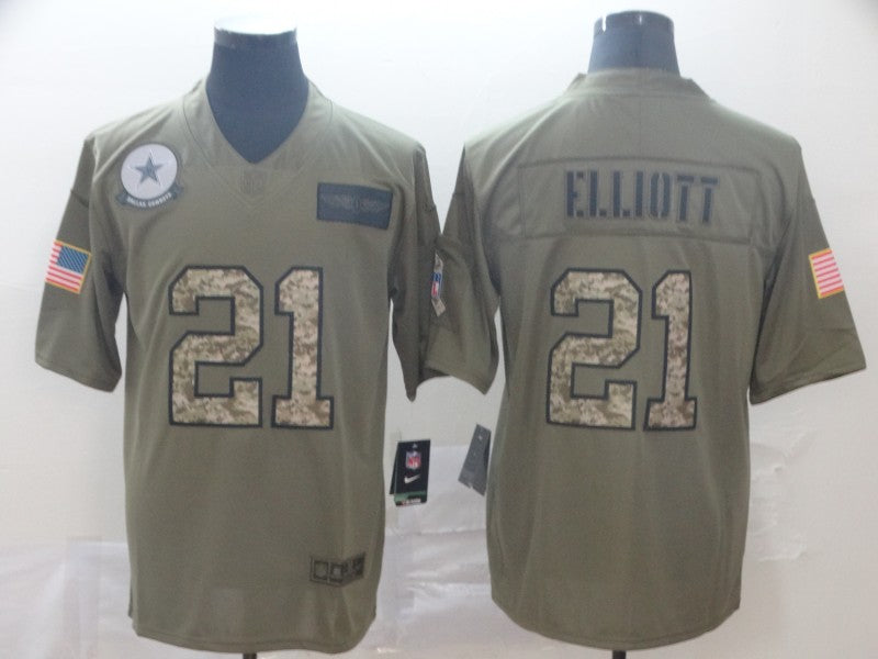 Men's Dallas Cowboys Ezekiel Elliott #21 Brown Authentic Game Jersey1