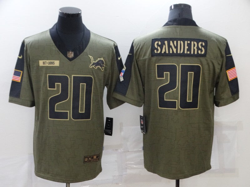Men's Detroit Lions Barry Sanders #20 Brown Game Jersey1