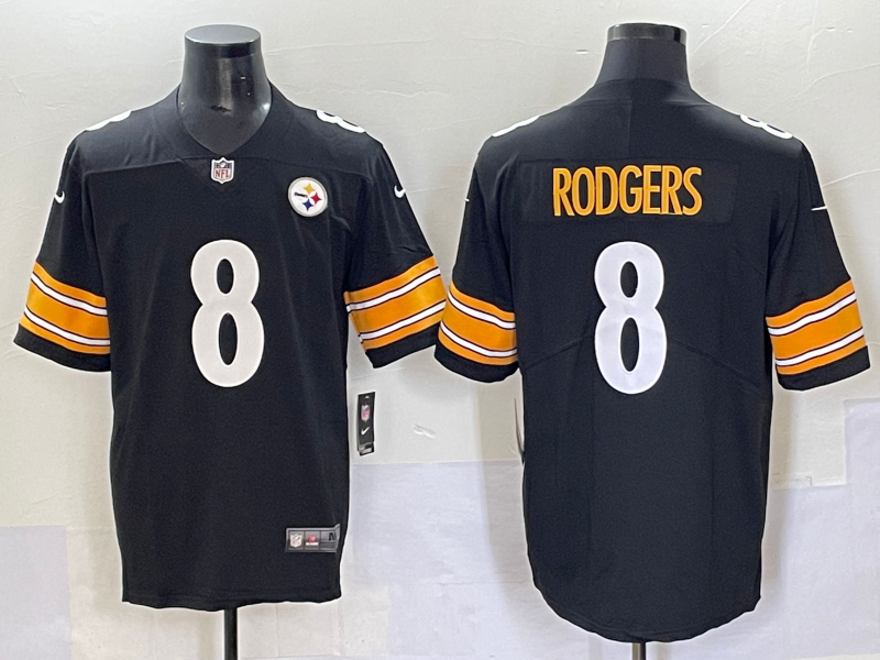 Men's Pittsburgh Steelers Aaron Rodgers #8 Black Game Jersey2