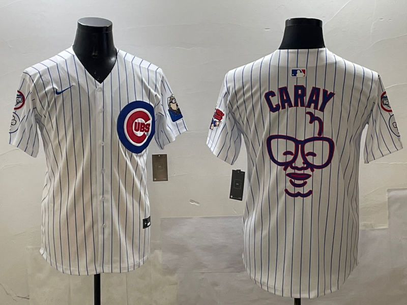 Men's Chicago Cubs Harry Caray White Replica Player Jersey1