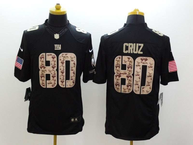 Men's New York Giants Victor Cruz #80 Black Game Player Jersey1