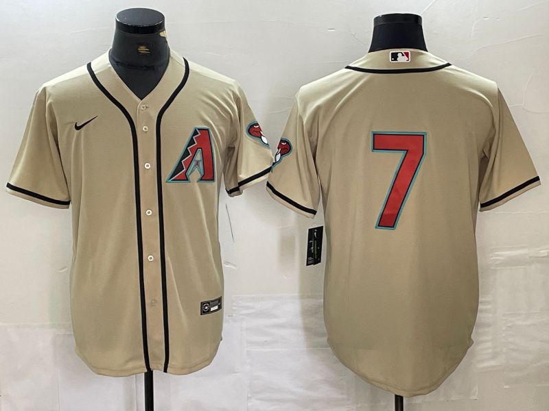 Men's Arizona Diamondbacks Corbin Carroll #7 Cream Replica Player Jersey1