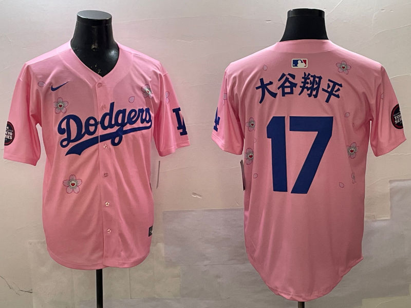 Men's Los Angeles Dodgers Shohei Ohtani #17 Pink Alternate Replica Player Jersey1