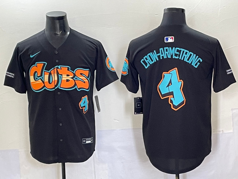 Men's Chicago Cubs Pete Crow-Armstrong #4 Black Replica Team Jersey