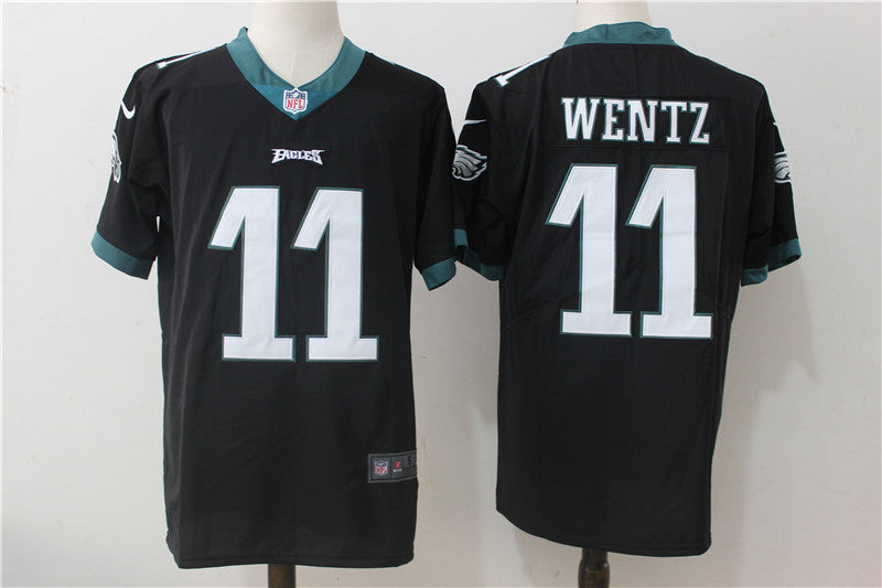 Men's Philadelphia Eagles #11 Carson Wentz Game Jersey1 Black