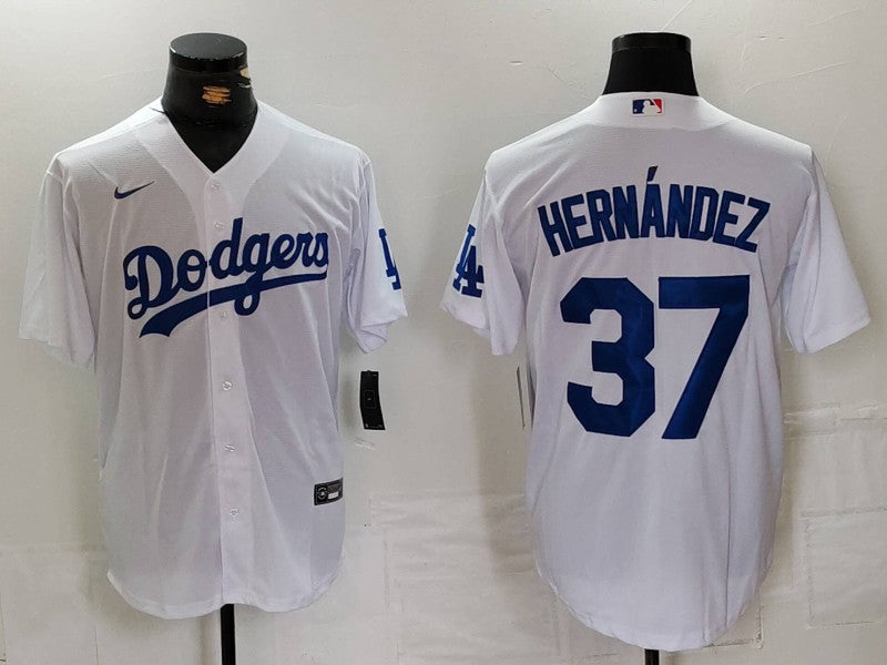 Men's Los Angeles Dodgers Teoscar Hernandez #37 White Home Replica Player Jersey1
