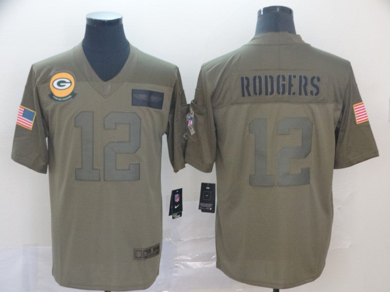 Men's Green Bay Packers Aaron Rodgers #12 Brown Player Game Jersey1