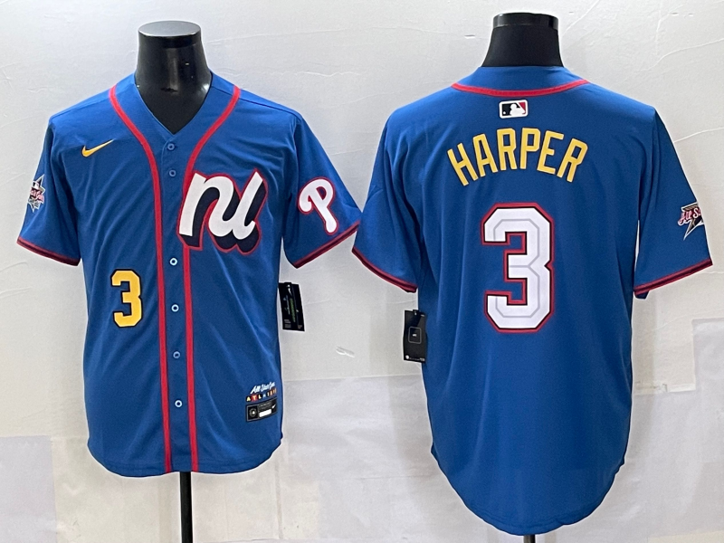 Men's National League Bryce Harper #3 Blue 2025 All-Star Edition Limited Player Jersey