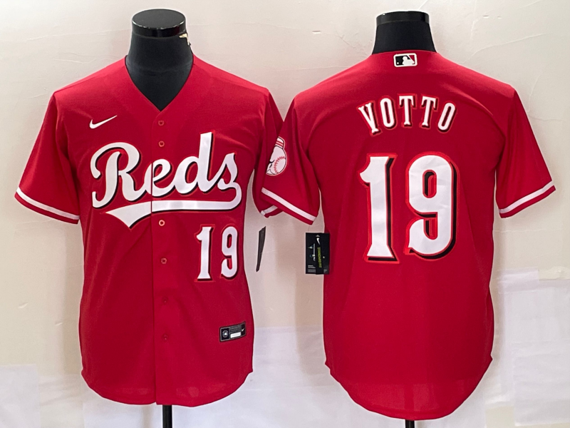 Men's Cincinnati Reds Joey Votto #19 Red Alternate Replica Jersey1