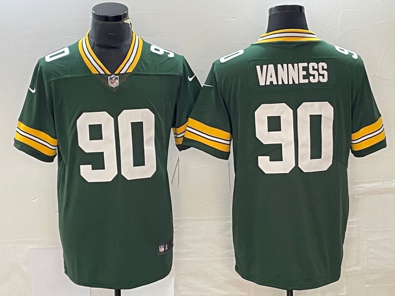 Men's Green Bay Packers Lukas Van Ness #90 Green 2023 NFL Draft First Round Pick Game Jersey1