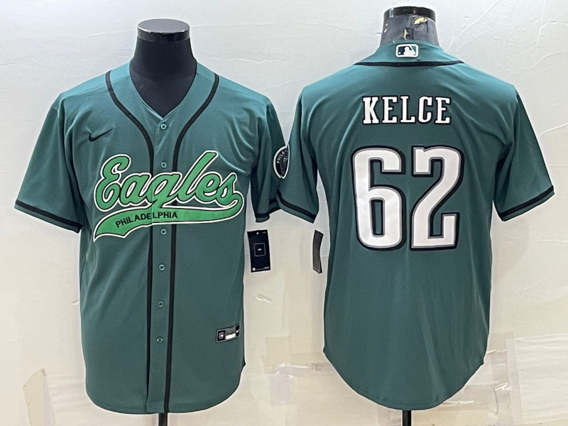 Men's Philadelphia Eagles Jason Kelce #62 Midnight Green Game Jersey1 Joint Edition