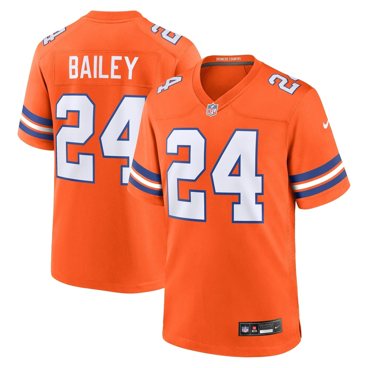 Champ Bailey Denver Broncos Nike Mile High Collection 1977 Throwback Retired   Game Jersey - Orange