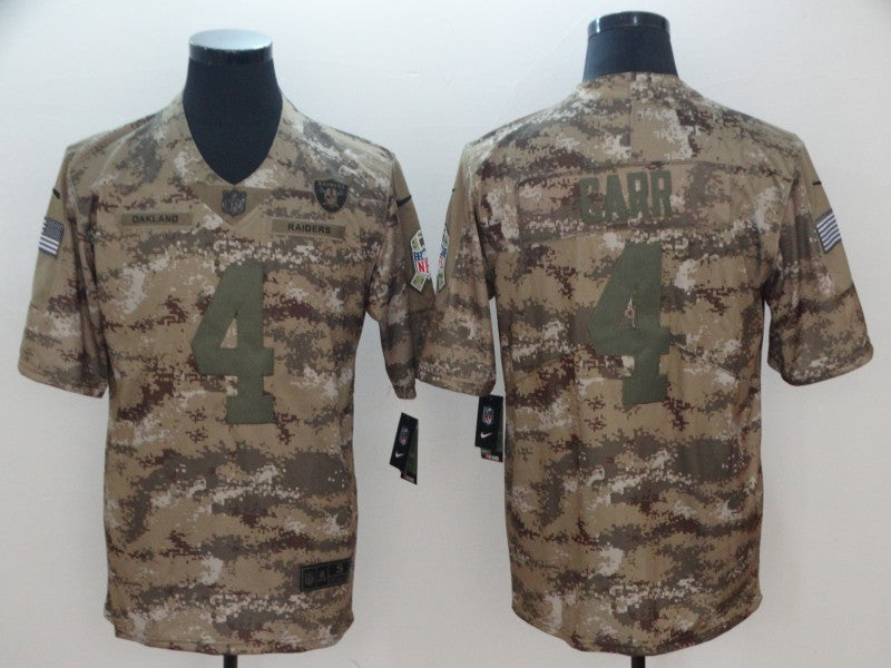 Men's Las Vegas Raiders Derek Carr #4 Camouflage Game Jersey1